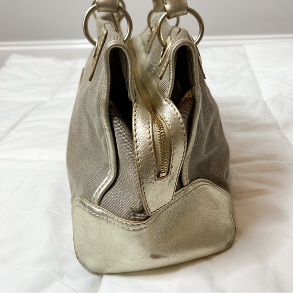 Michael Kors Gold Canvas Leather Tote Bag - Picture 7 of 14